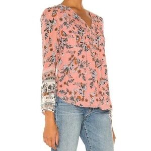 Veronica Beard Women’s Blouse Mauve Pink Floral Pin Tuck Beading
